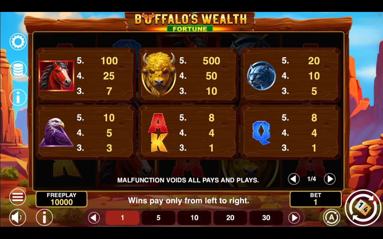 Game rules, page 1 — Buffalos Wealth Fortune