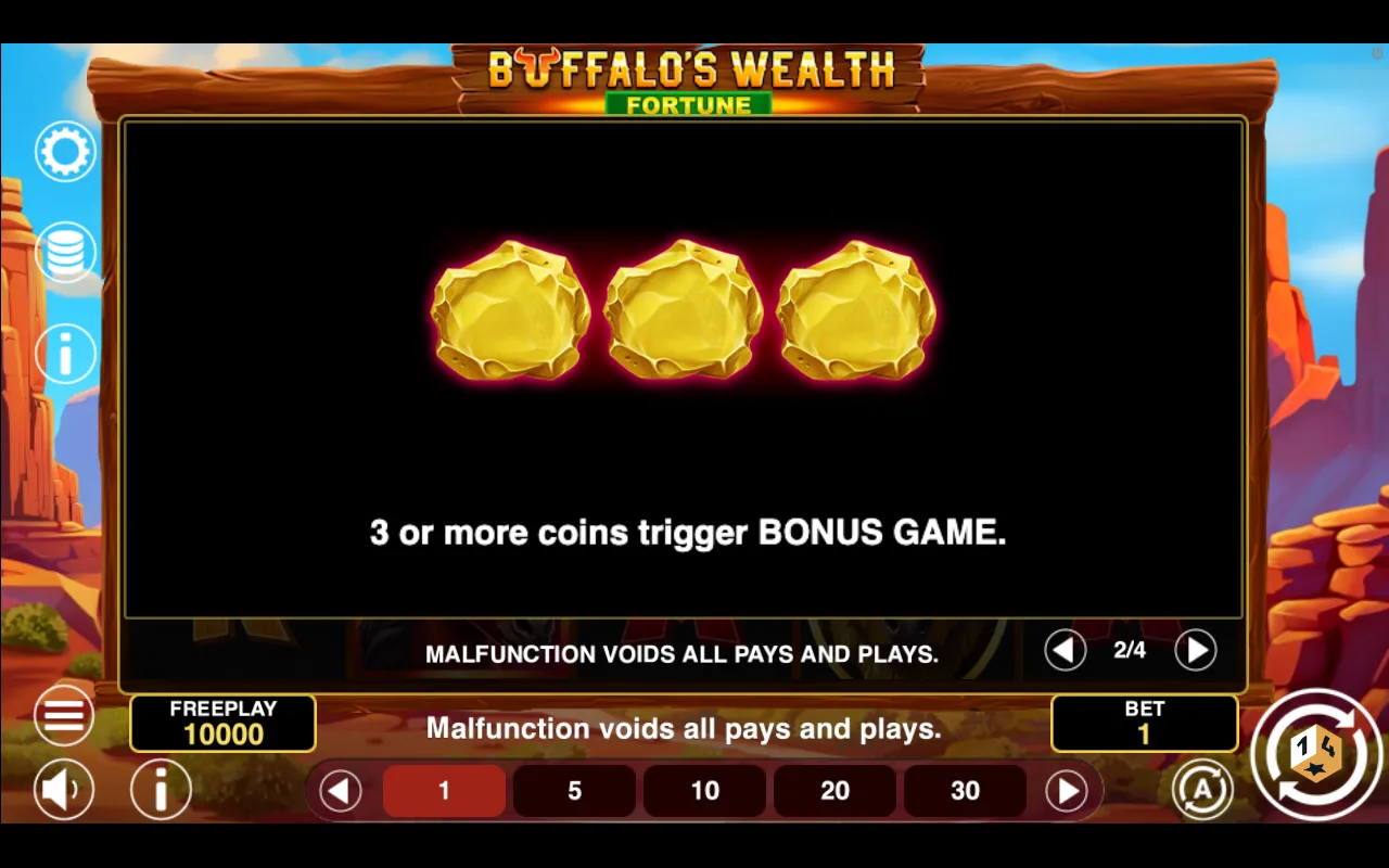 Game rules, page 2 — Buffalos Wealth Fortune