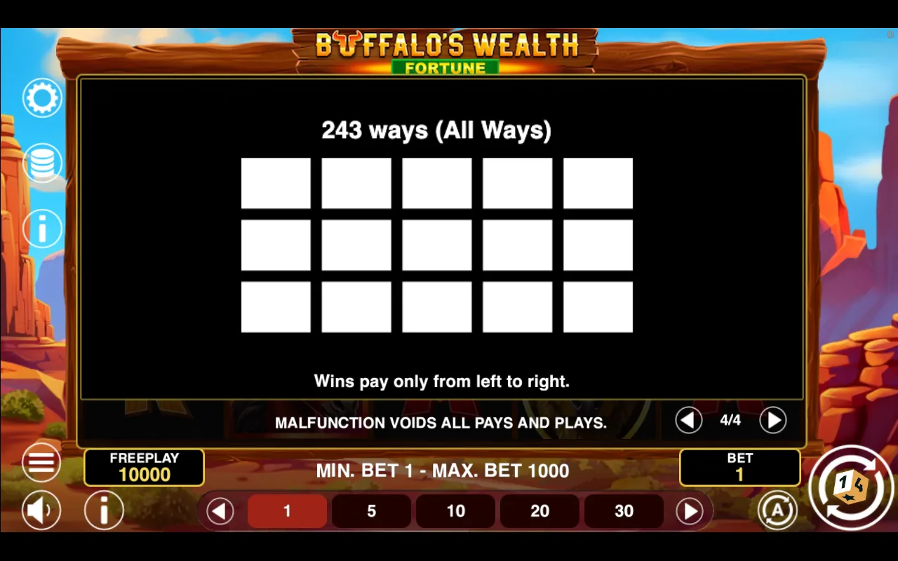 Game rules, page 4 — Buffalos Wealth Fortune
