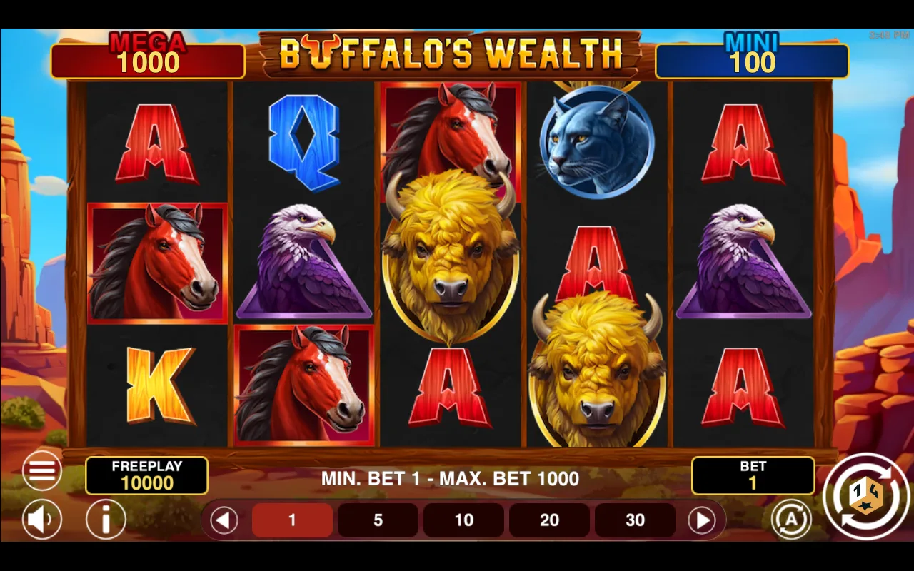 The base game — Buffalos Wealth Hold And Win