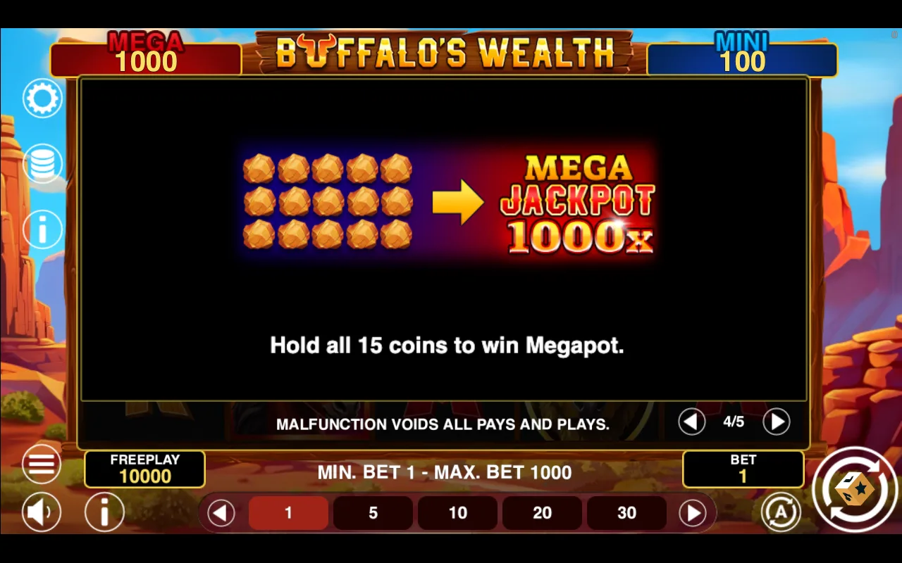 Game rules, page 4 — Buffalos Wealth Hold And Win