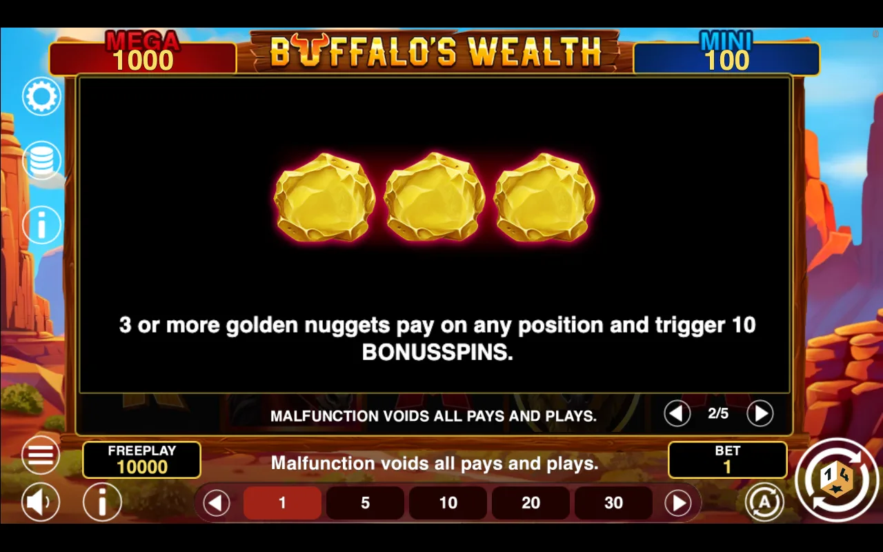 Game rules, page 2 — Buffalos Wealth Win Spins