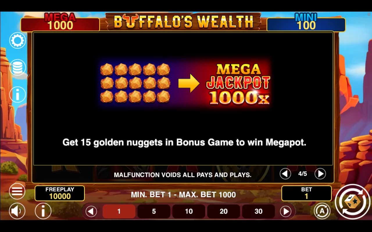 Game rules, page 4 — Buffalos Wealth Win Spins
