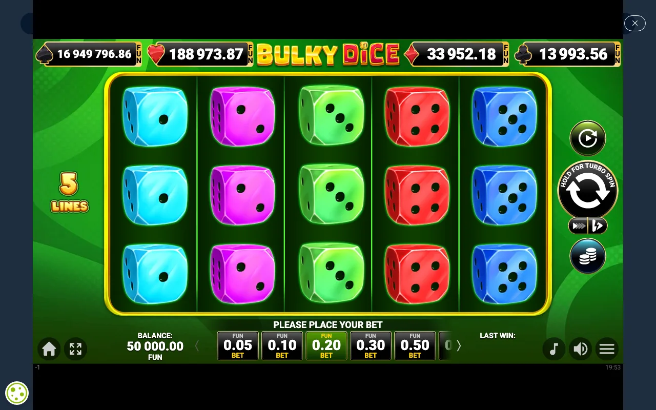 The base game — Bulky Dice