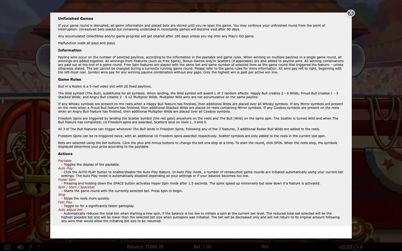 Game rules, page 2 — Bull in a Rodeo