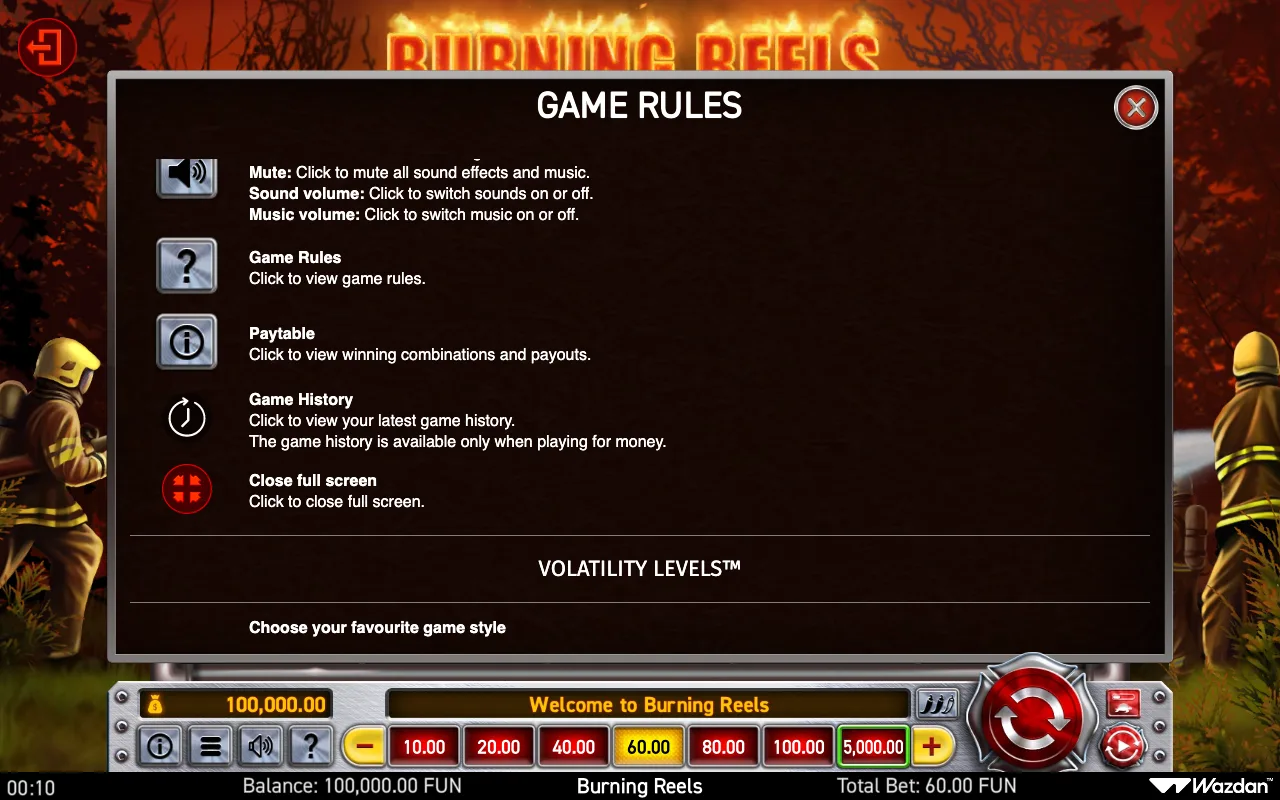 Game rules, page 6 — Burning Reels