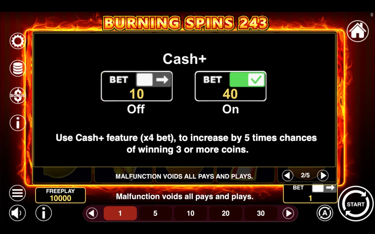 Game rules, page 2 — Burning Spins 243