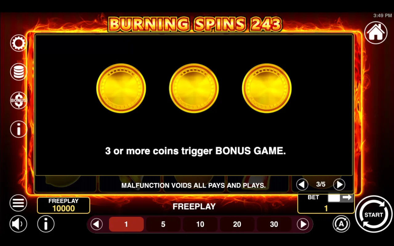 Game rules, page 3 — Burning Spins 243