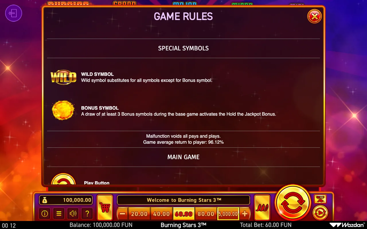 Special symbols — Burning Stars 3