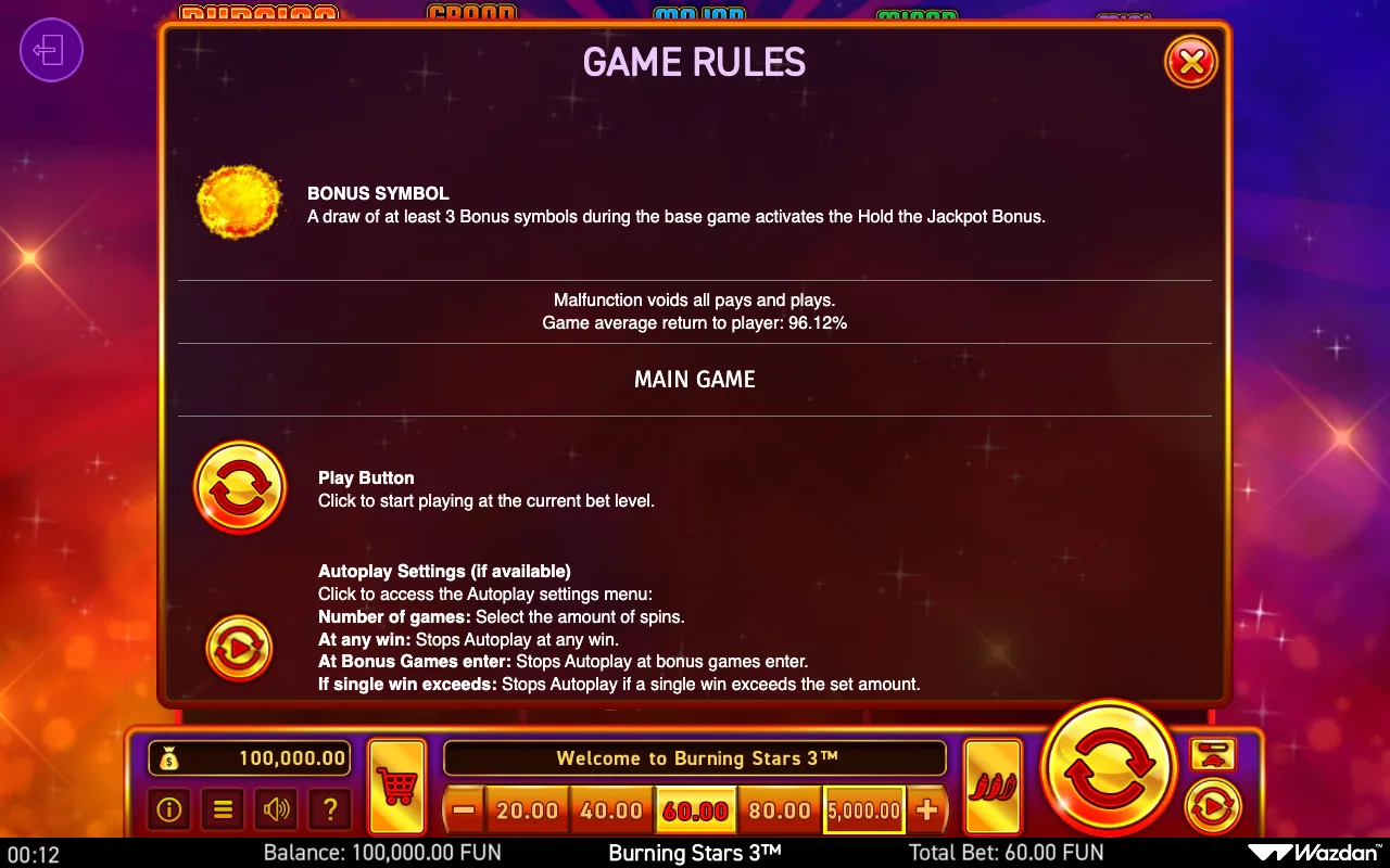Bonus symbol — Burning Stars 3
