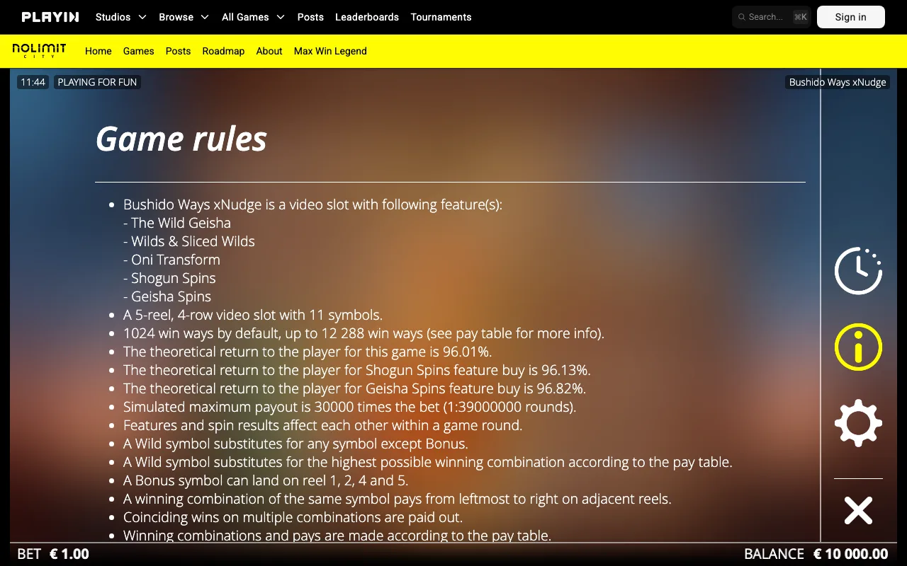 Game rules, page 1 — Bushido Ways xNudge