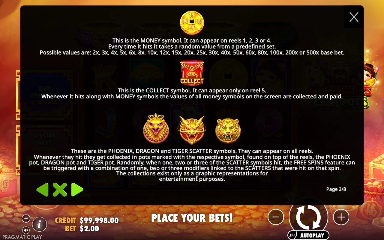 Game rules, page 2 — Caishens Cash Pots