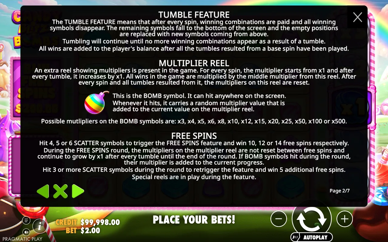 Game rules, page 2 — Candy Blitz Bombs