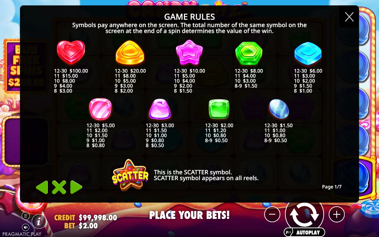 Game rules, page 1 — Candy Blitz