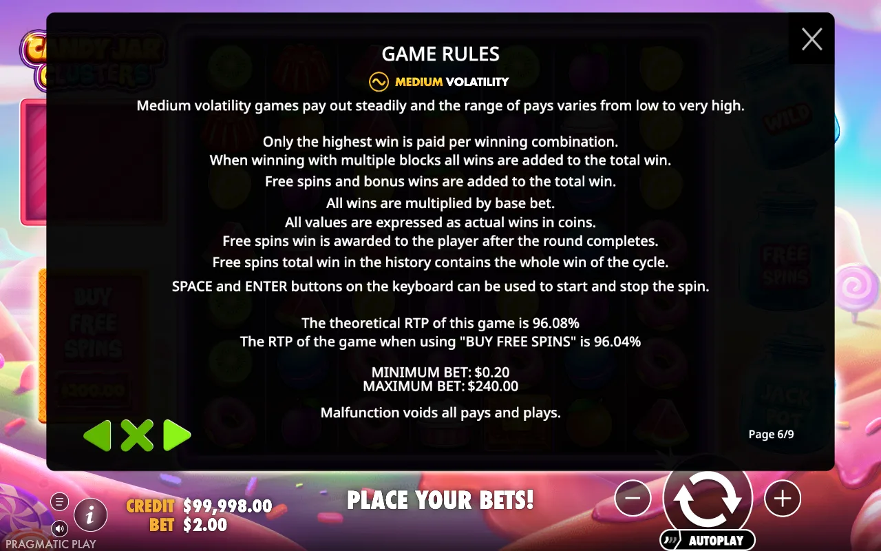 Game rules — Candy Jar Clusters