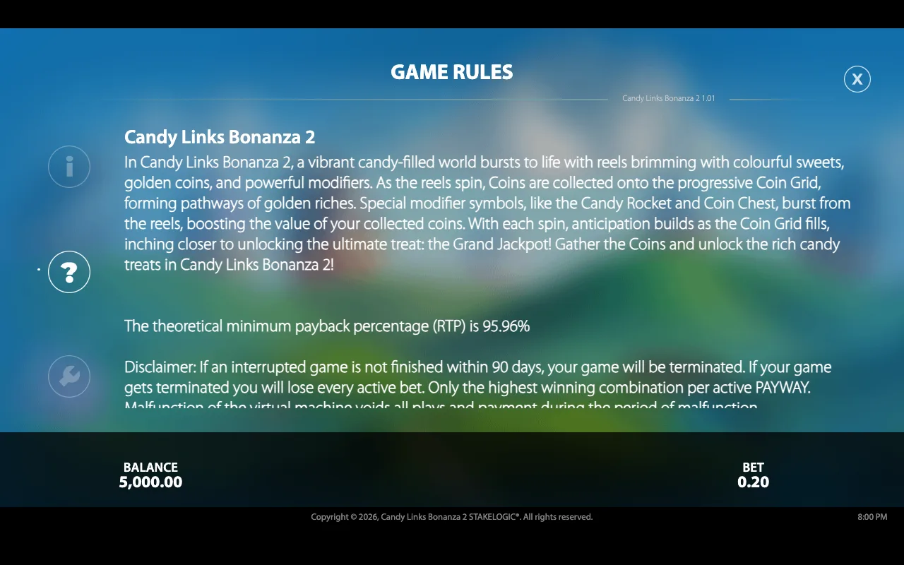 Game rules, page 2 — Candy Links Bonanza 2