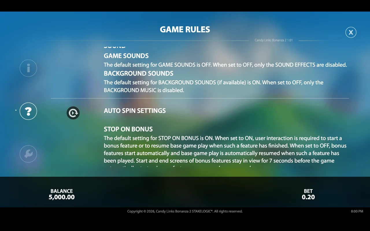 Game rules, page 6 — Candy Links Bonanza 2