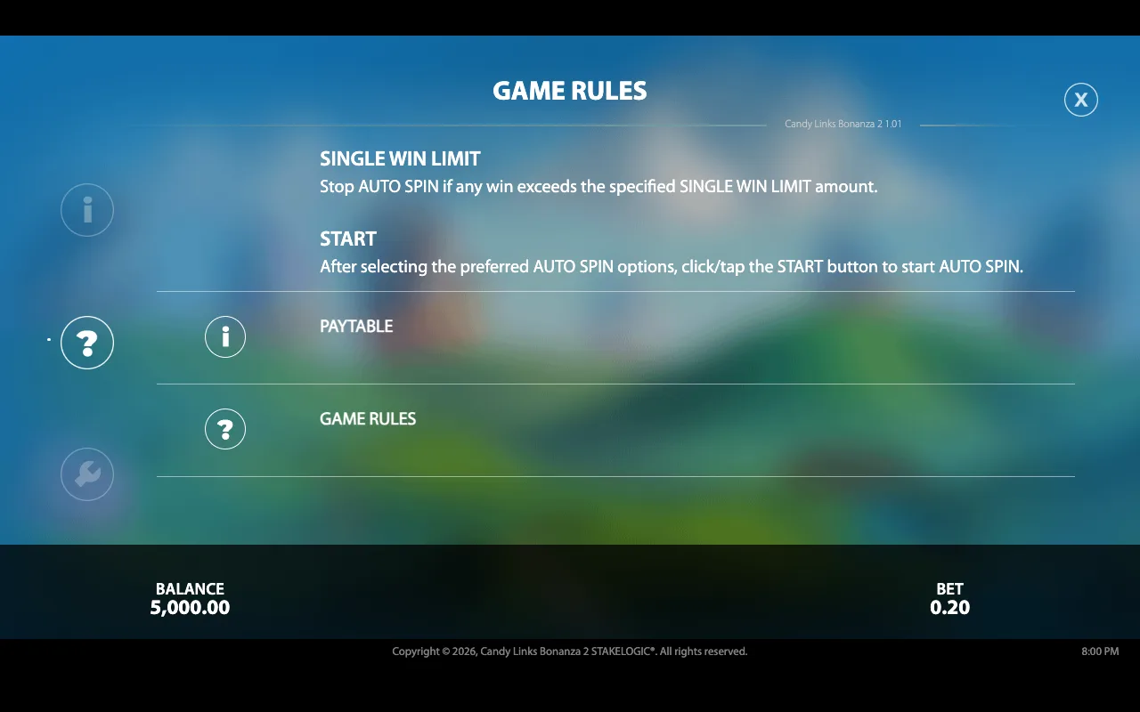 Game rules, page 7 — Candy Links Bonanza 2