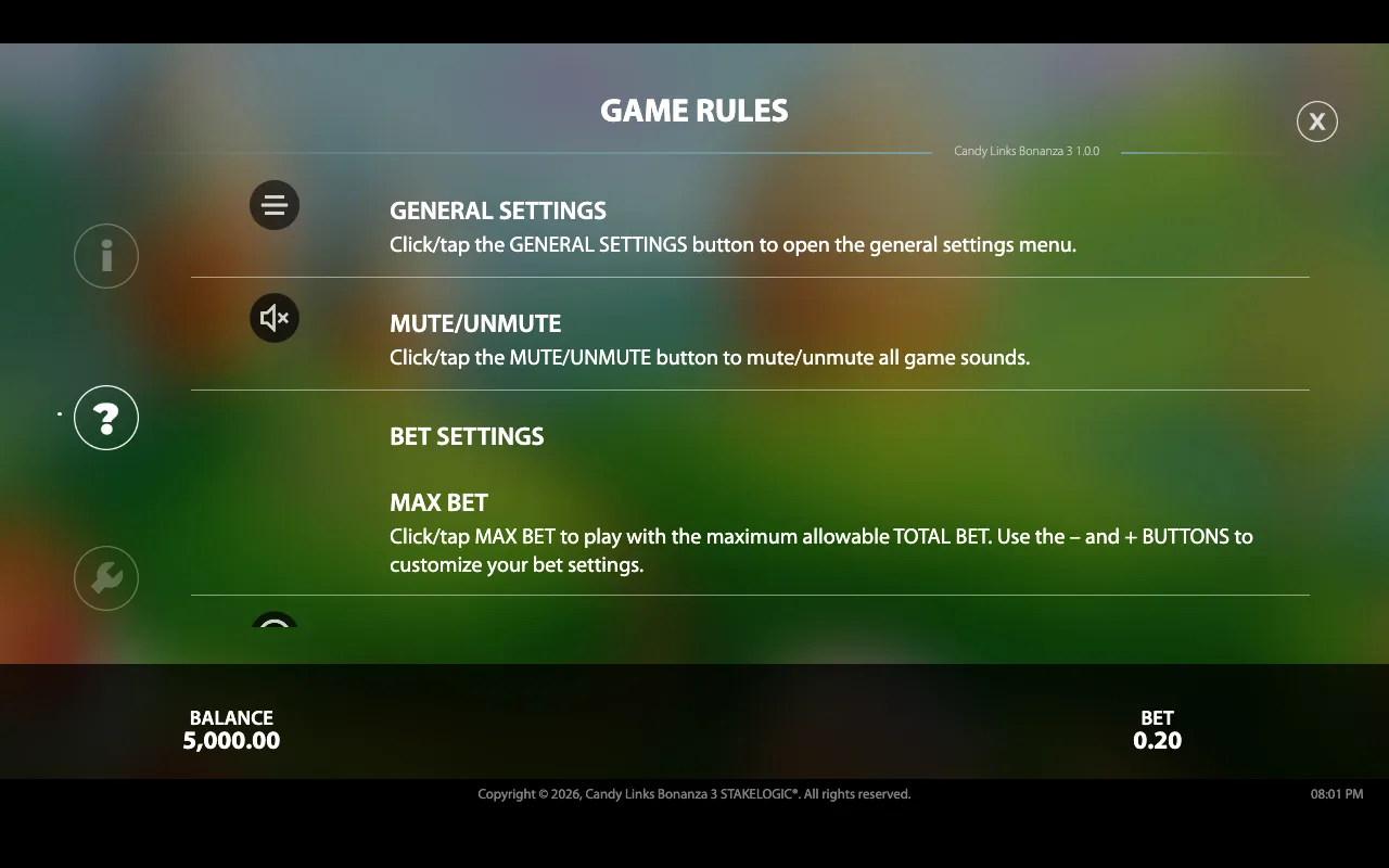 Game rules, page 3 — Candy Links Bonanza 3