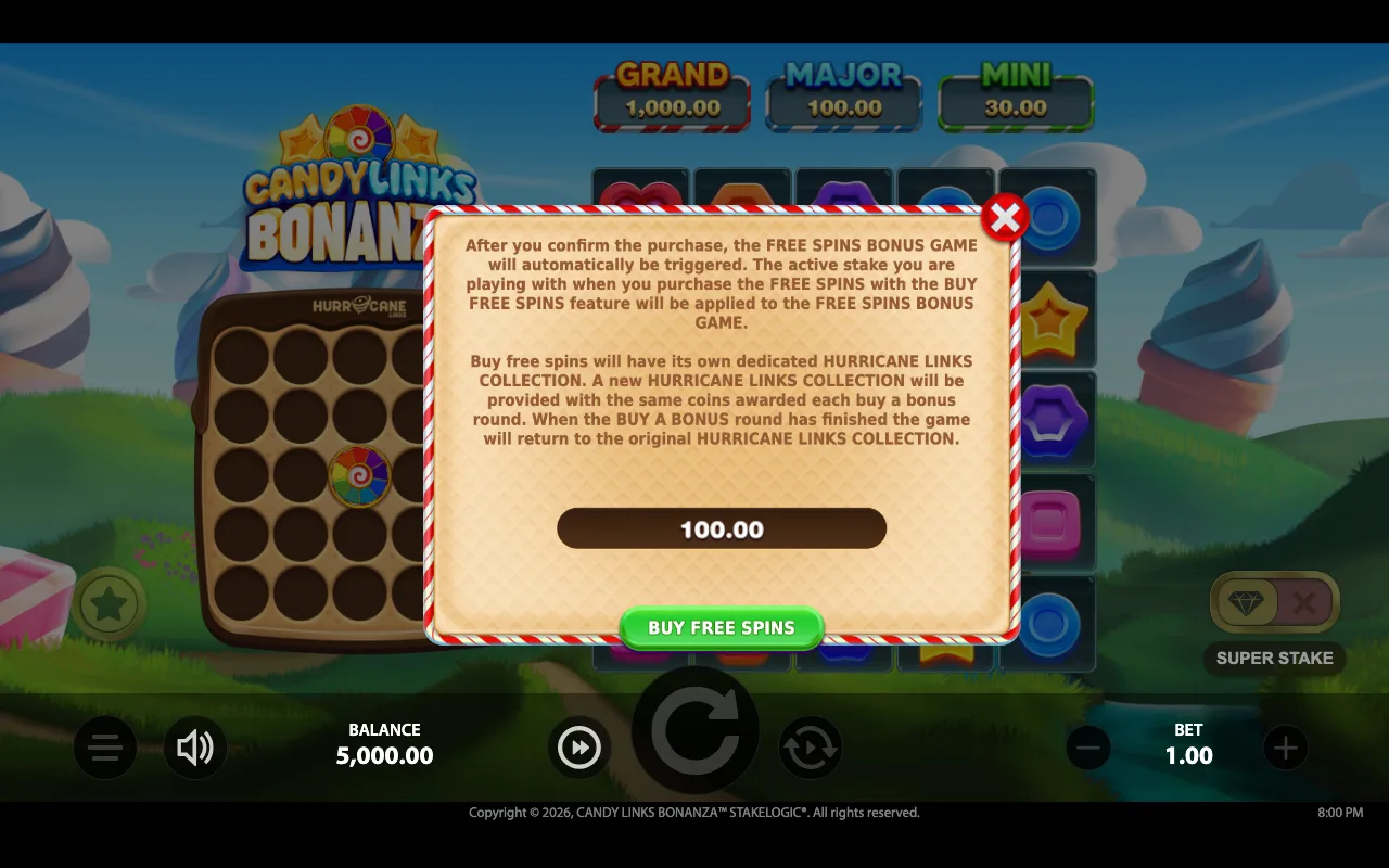 Buying the feature — Candy Links Bonanza