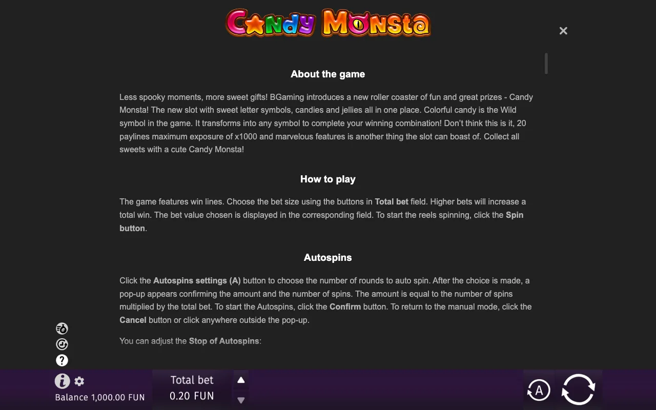 Game rules, page 6 — Candy Monsta