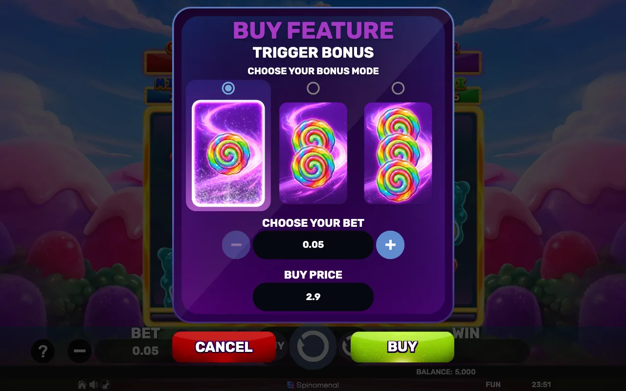 Buying the feature — Candy Pop Express Hold Hit 3x3
