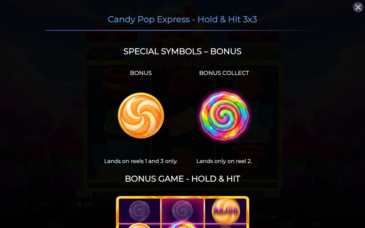 Special symbols - bonus — Candy Pop Express Hold Hit 3x3