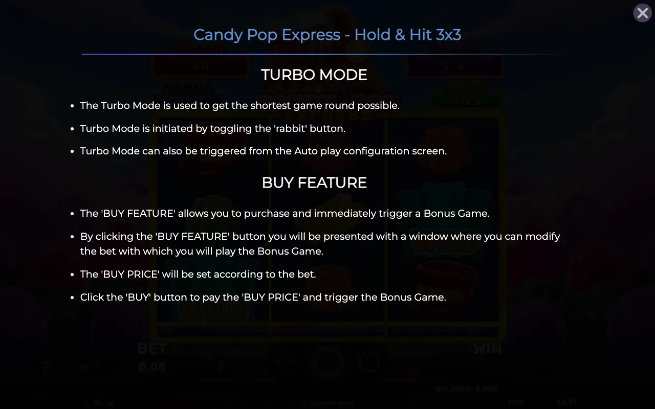 Game rules, page 8 — Candy Pop Express Hold Hit 3x3