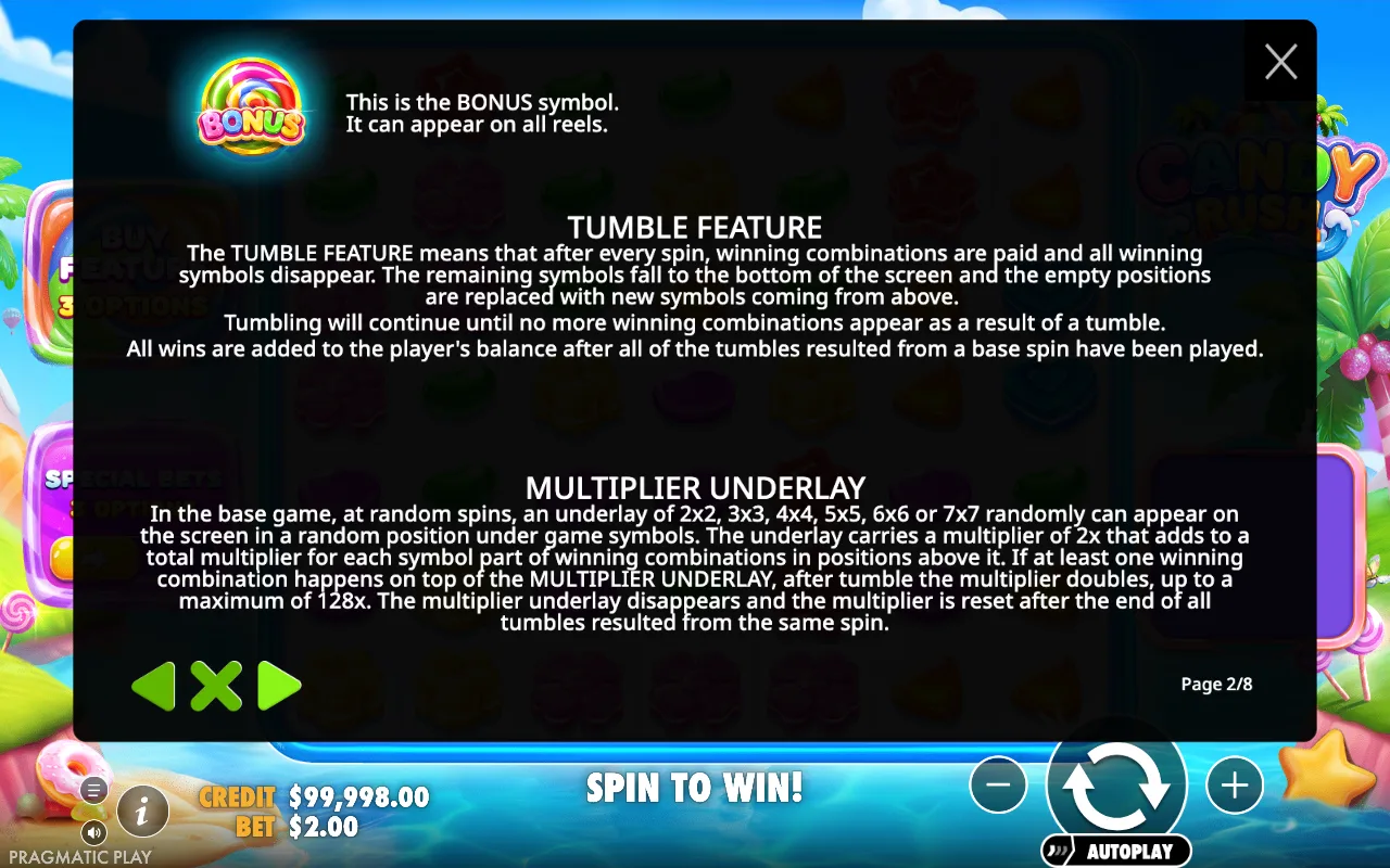 Tumble feature — Candy Rush