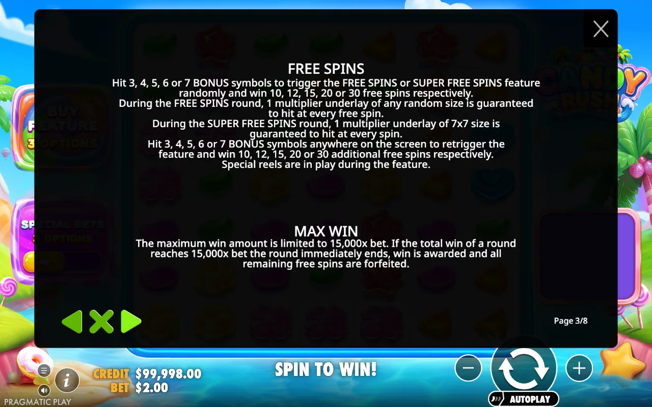 Free spins — Candy Rush
