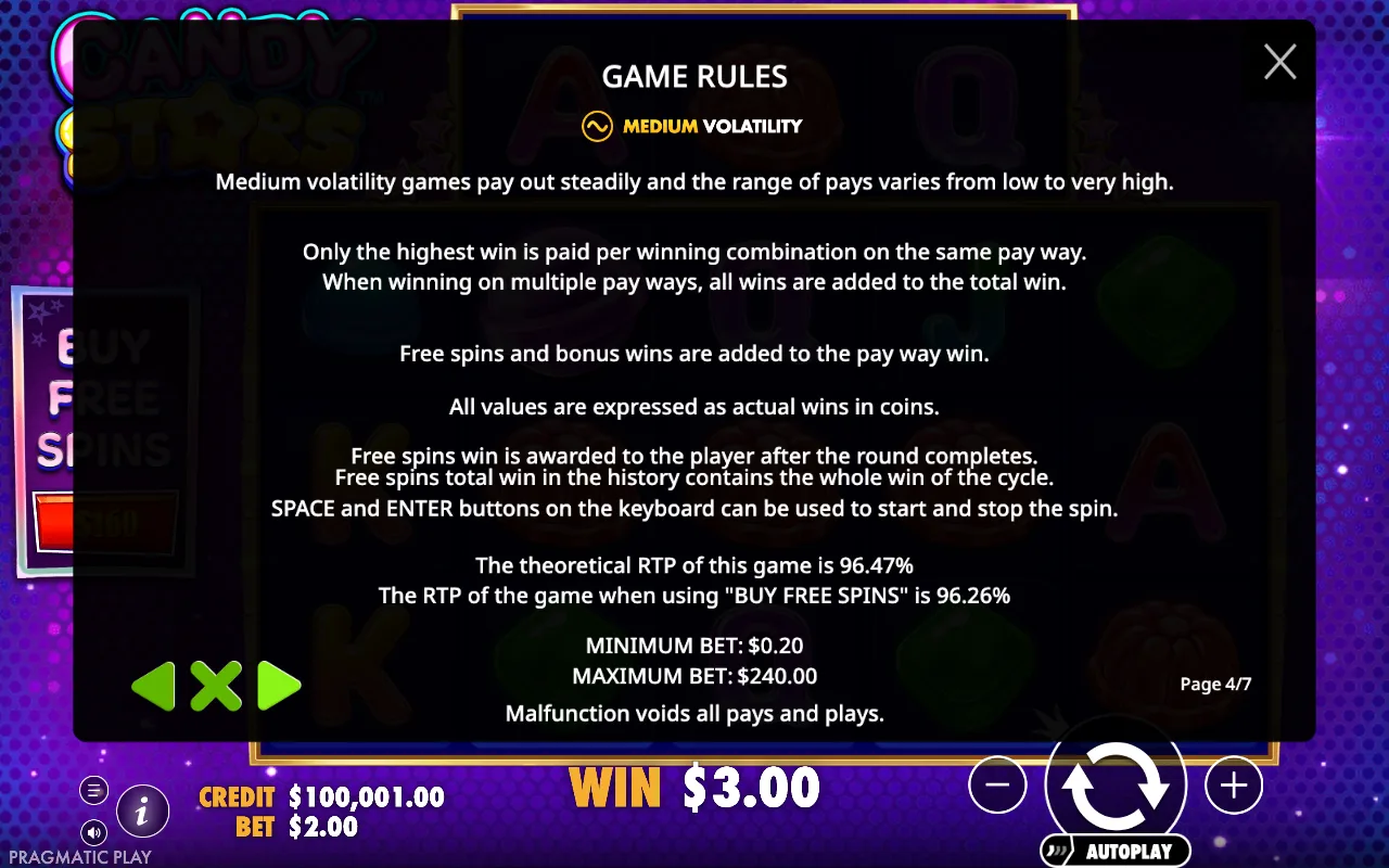 Game rules — Candy Stars