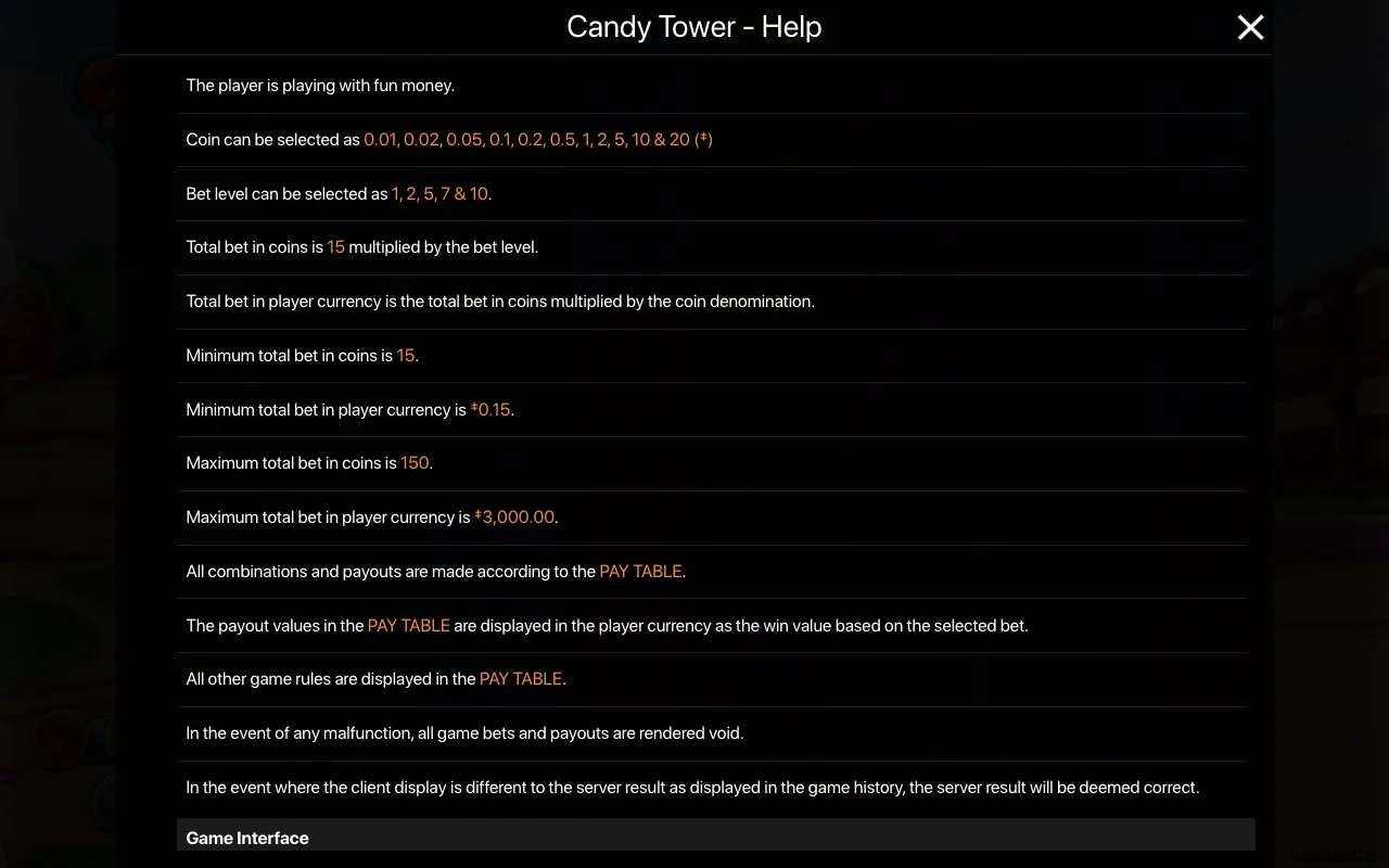 Game rules, page 1 — Candy Tower