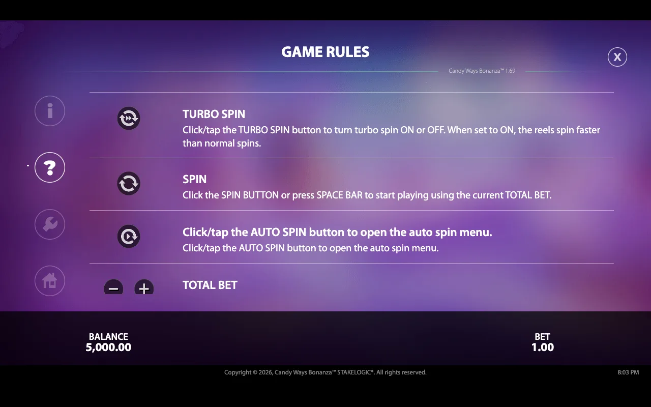 Game rules, page 4 — Candyways Bonanza Megaways
