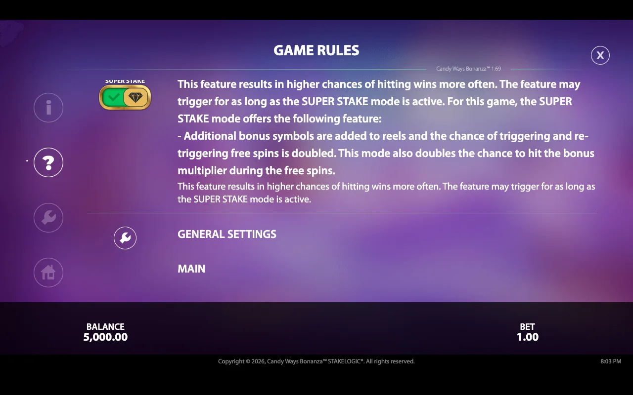 Game rules — Candyways Bonanza Megaways