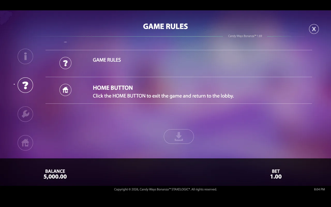Game rules — Candyways Bonanza Megaways