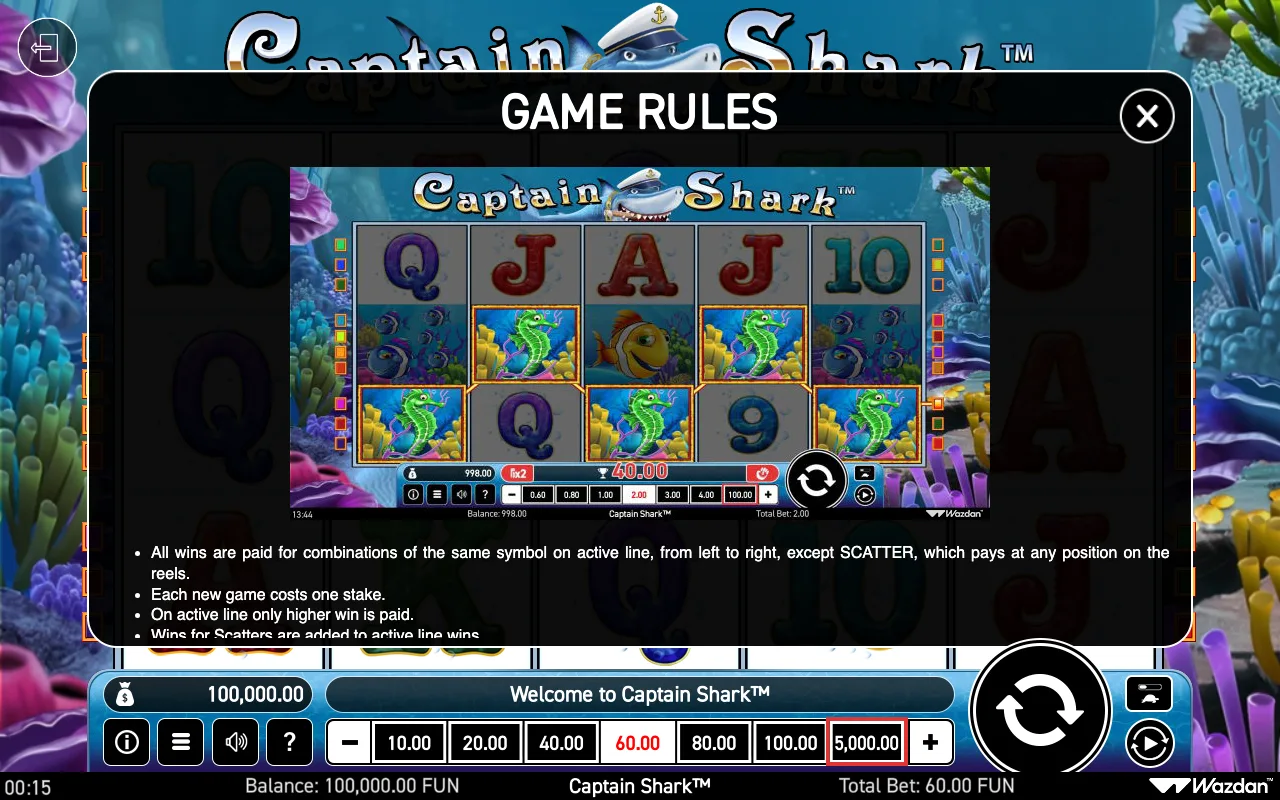 Game rules, page 2 — Captain Shark