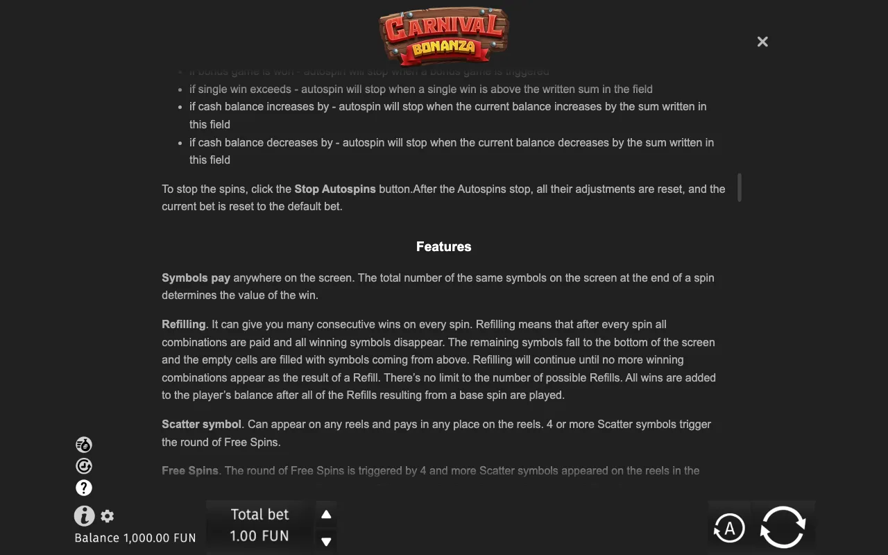 Game rules, page 7 — Carnival Bonanza