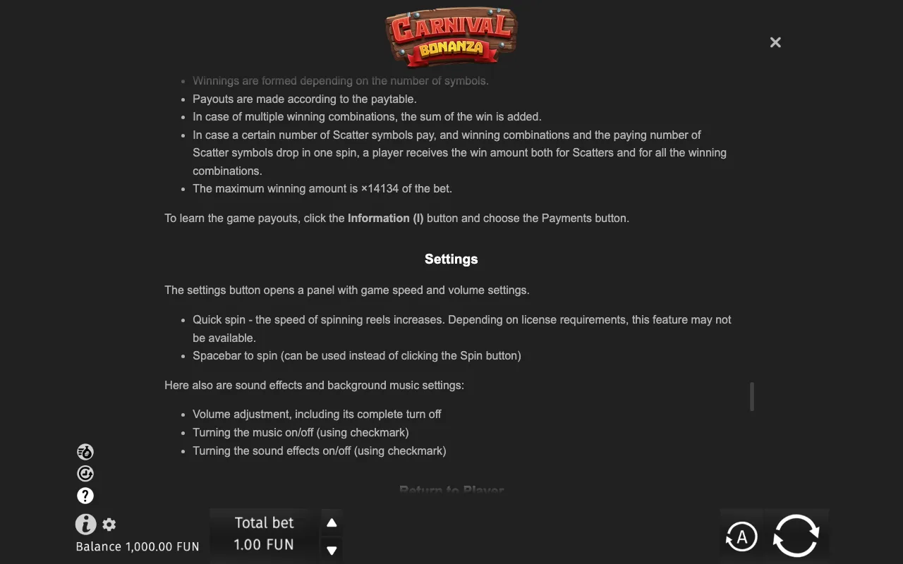 Game rules, page 9 — Carnival Bonanza