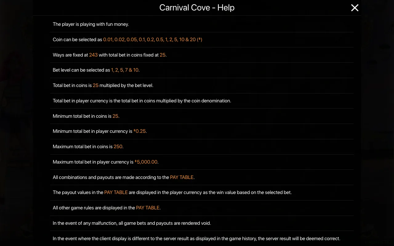 Game rules, page 1 — Carnival Cove