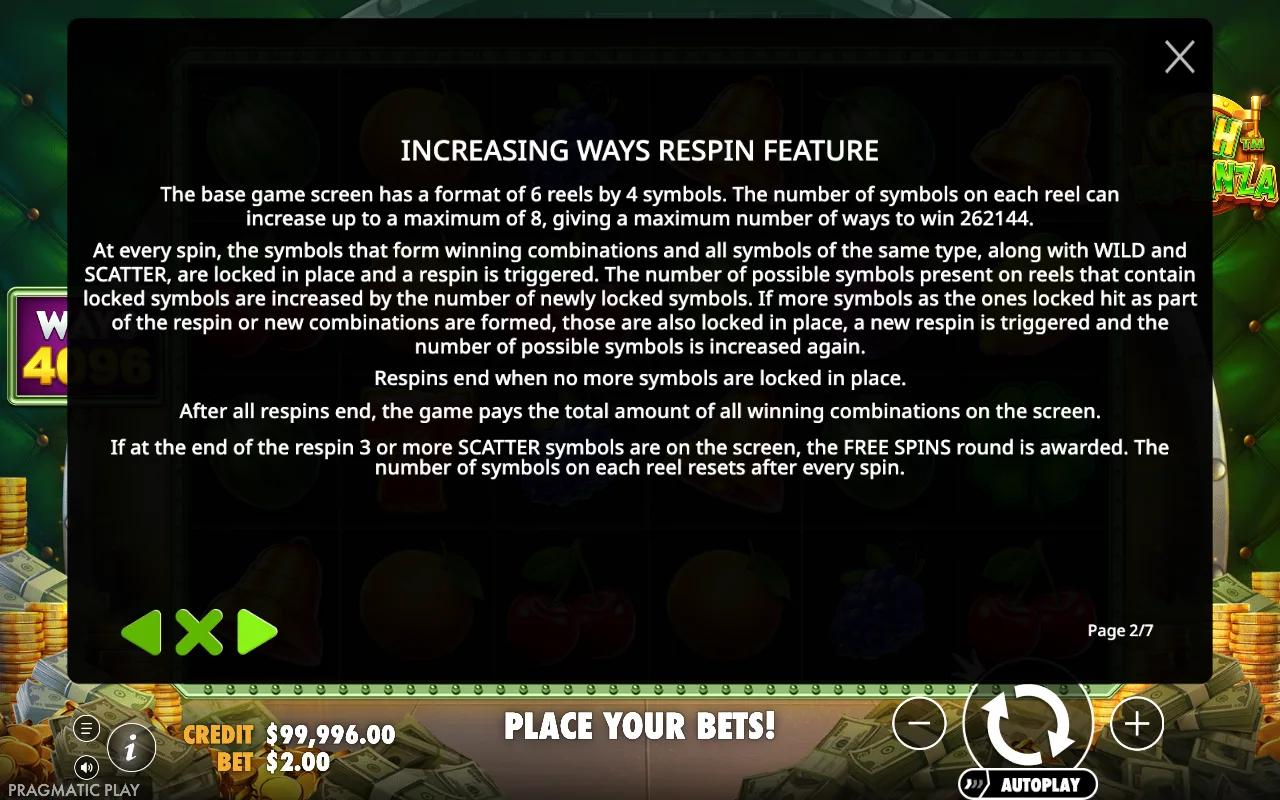 Game rules, page 2 — Cash Bonanza