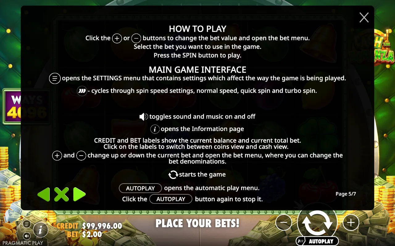 How to play — Cash Bonanza