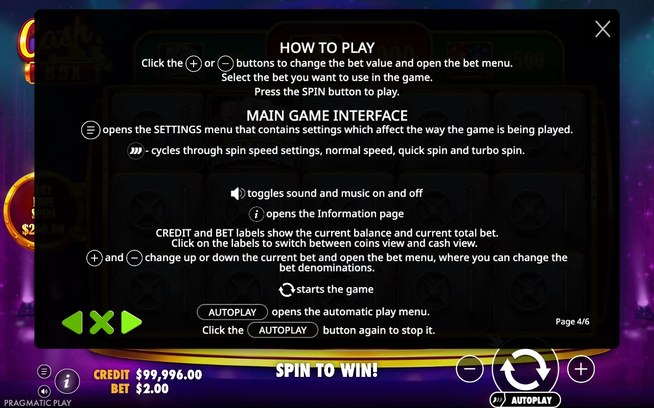 How to play — Cash Box