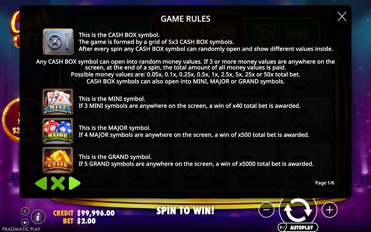 Game rules, page 7 — Cash Box