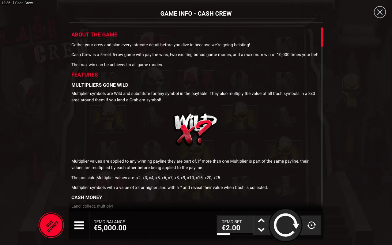 Game rules, page 1 — Cash Crew