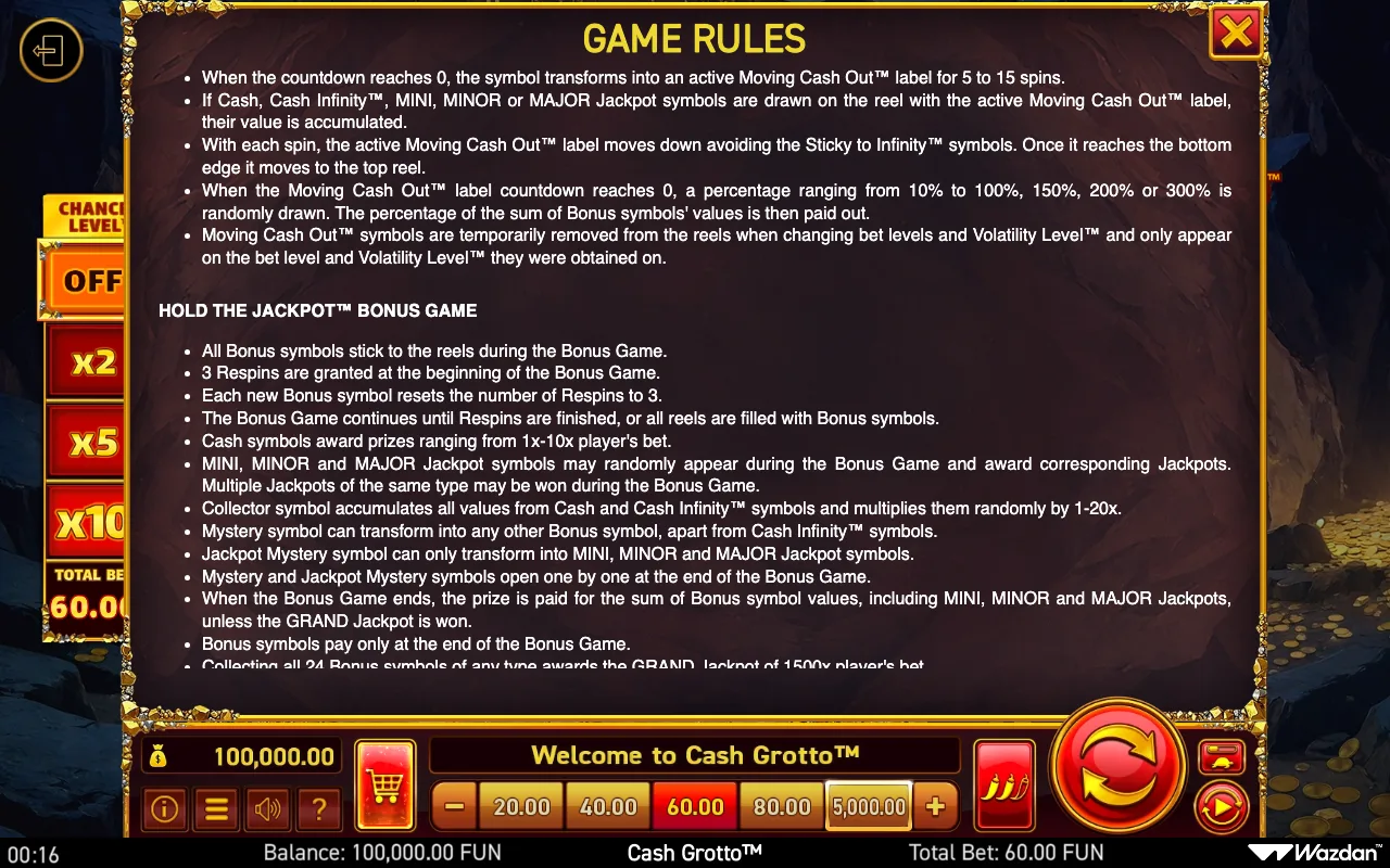 Game rules, page 11 — Cash Grotto