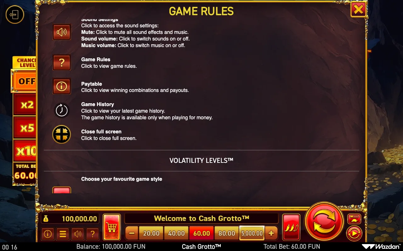 Game rules, page 14 — Cash Grotto
