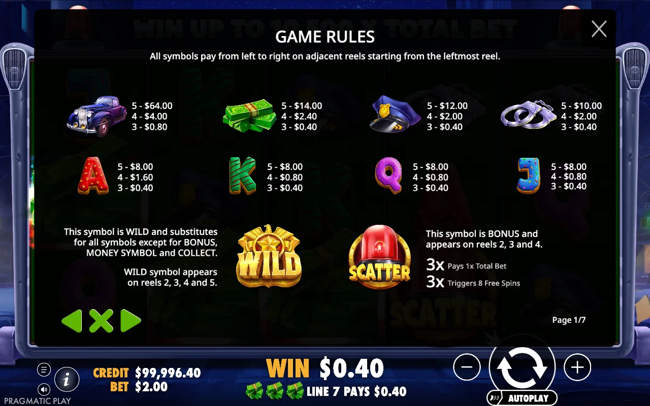 Game rules, page 1 — Cash Patrol