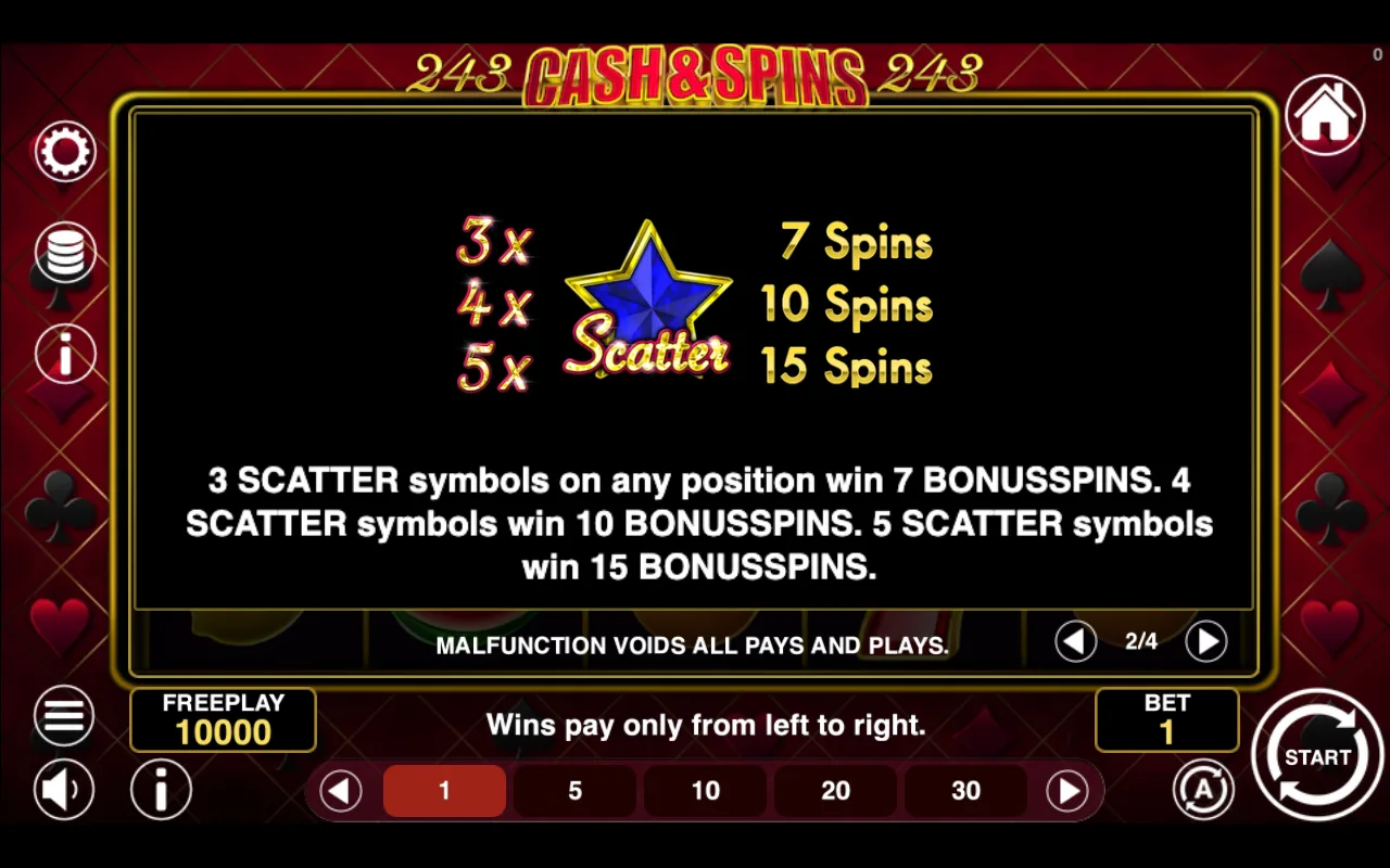 Game rules, page 2 — Cash Spins 243