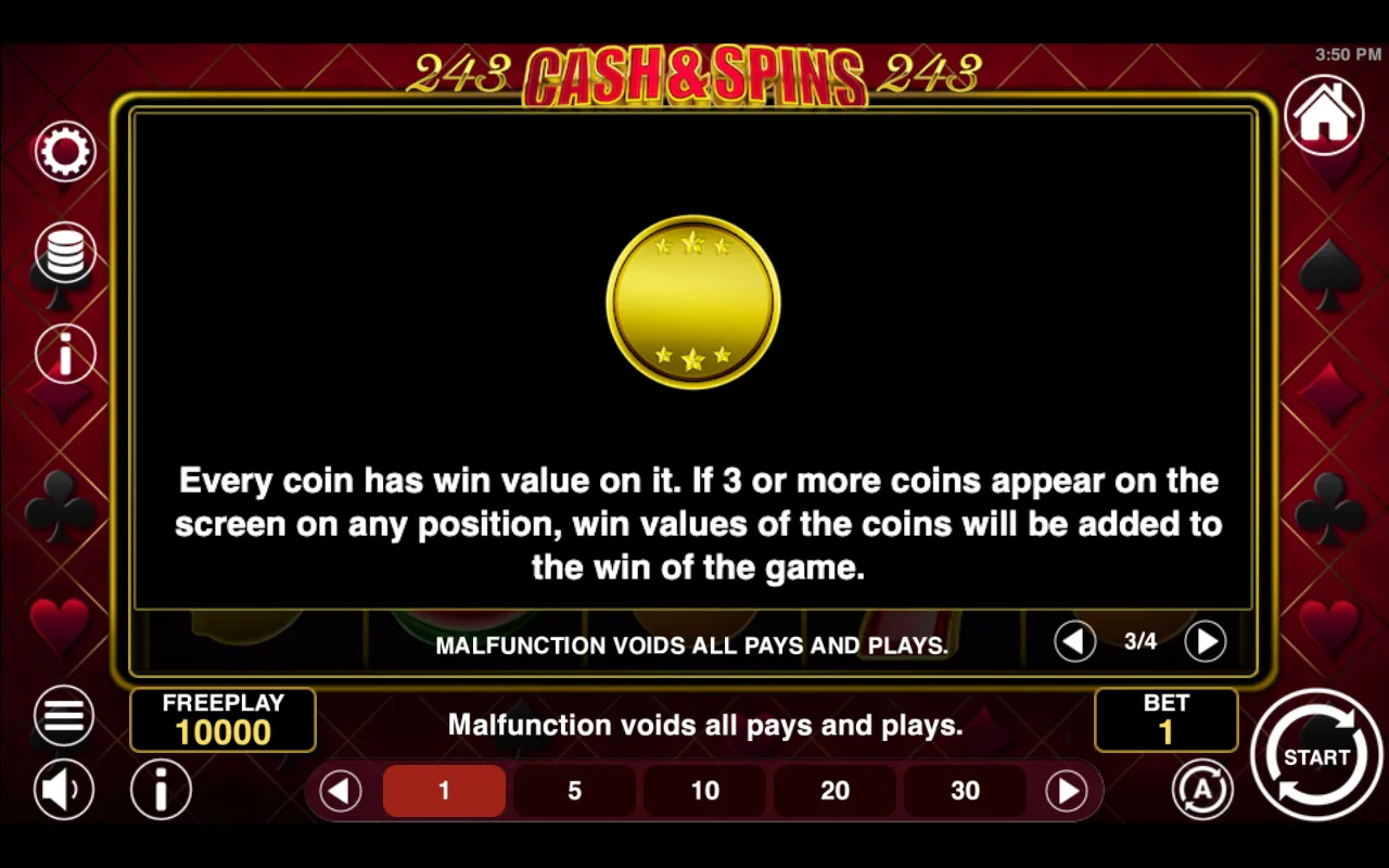 Game rules, page 3 — Cash Spins 243