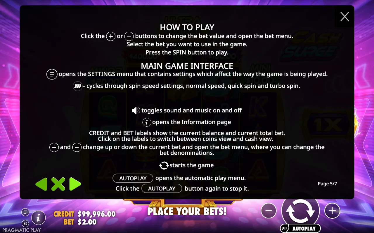 How to play — Cash Surge